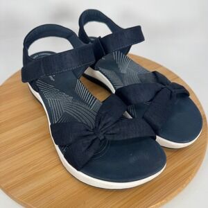 Clarks Cloudsteppers Mira Tide Navy Blue Ankle Strap Comfort Sandals Womens 10